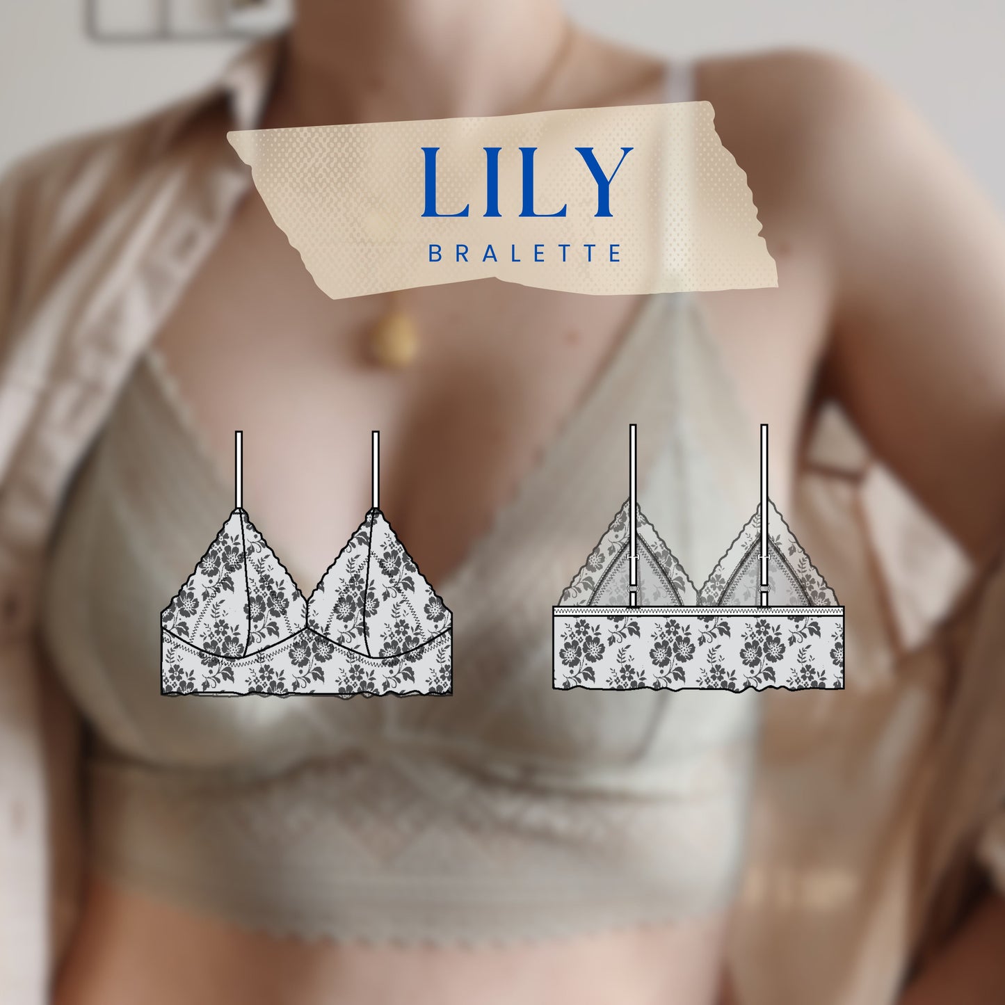 Lily Bralette PDF sewing pattern -  Instant Download