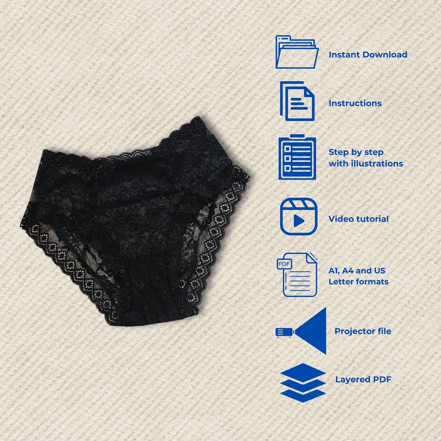 Lily panties PDF sewing pattern -  Instant Download
