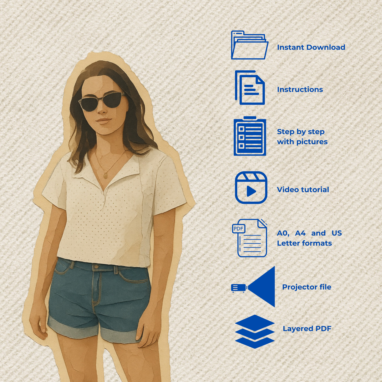 Meg Blouse PDF sewing pattern -  Instant Download