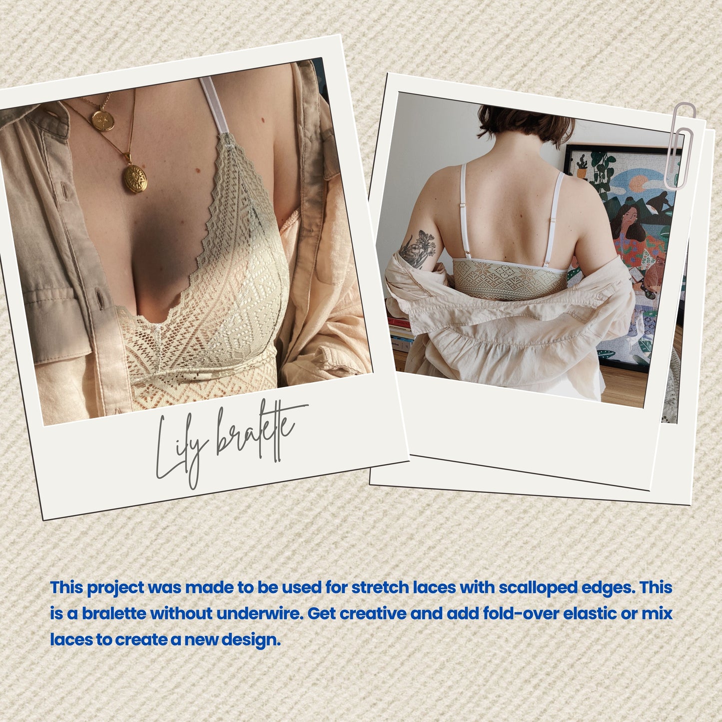 Lily Bralette PDF sewing pattern -  Instant Download