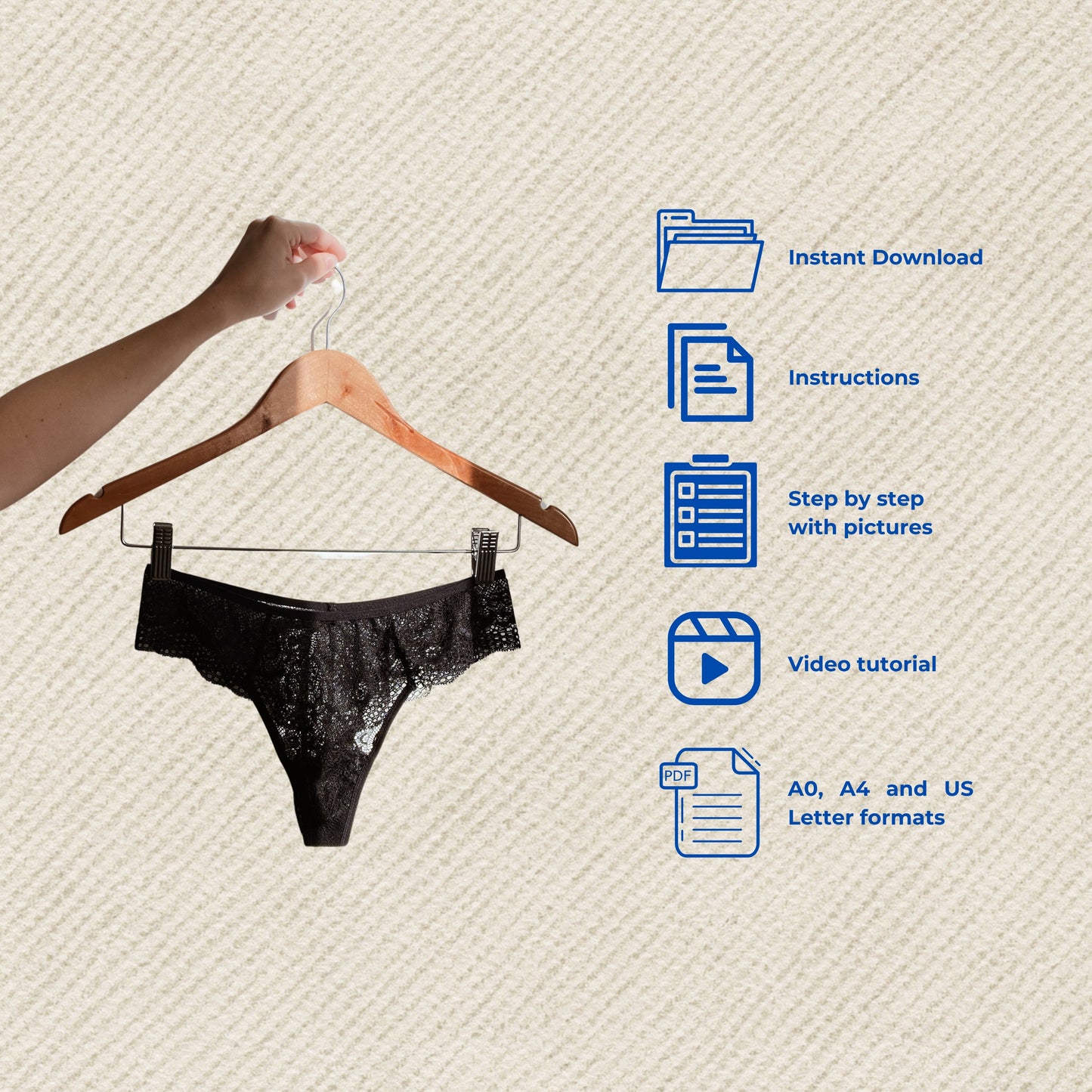 Daphne thong PDF sewing pattern -  Instant Download