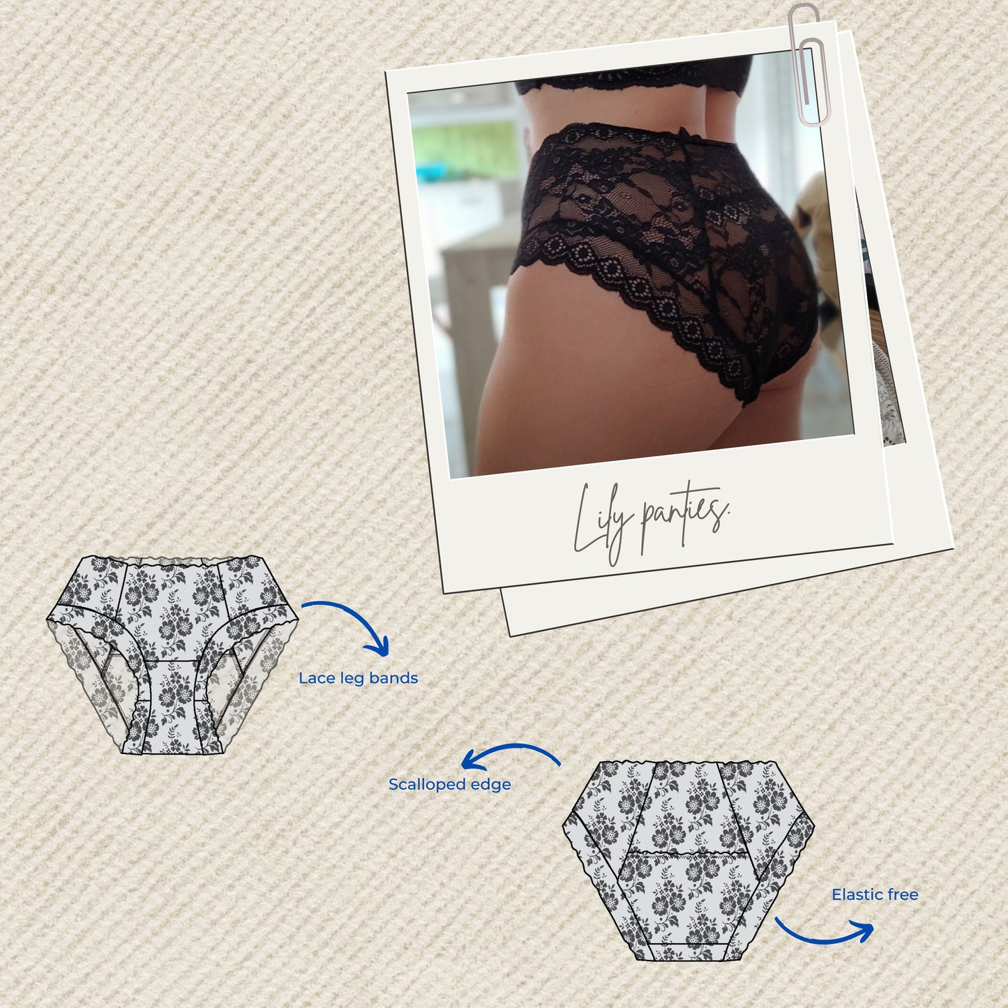 Lily panties PDF sewing pattern -  Instant Download