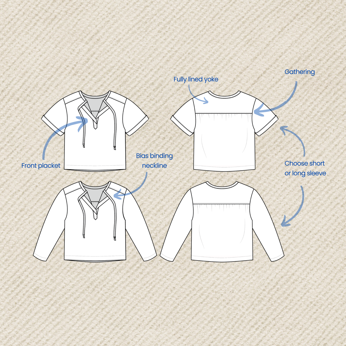 Meg Blouse PDF sewing pattern -  Instant Download