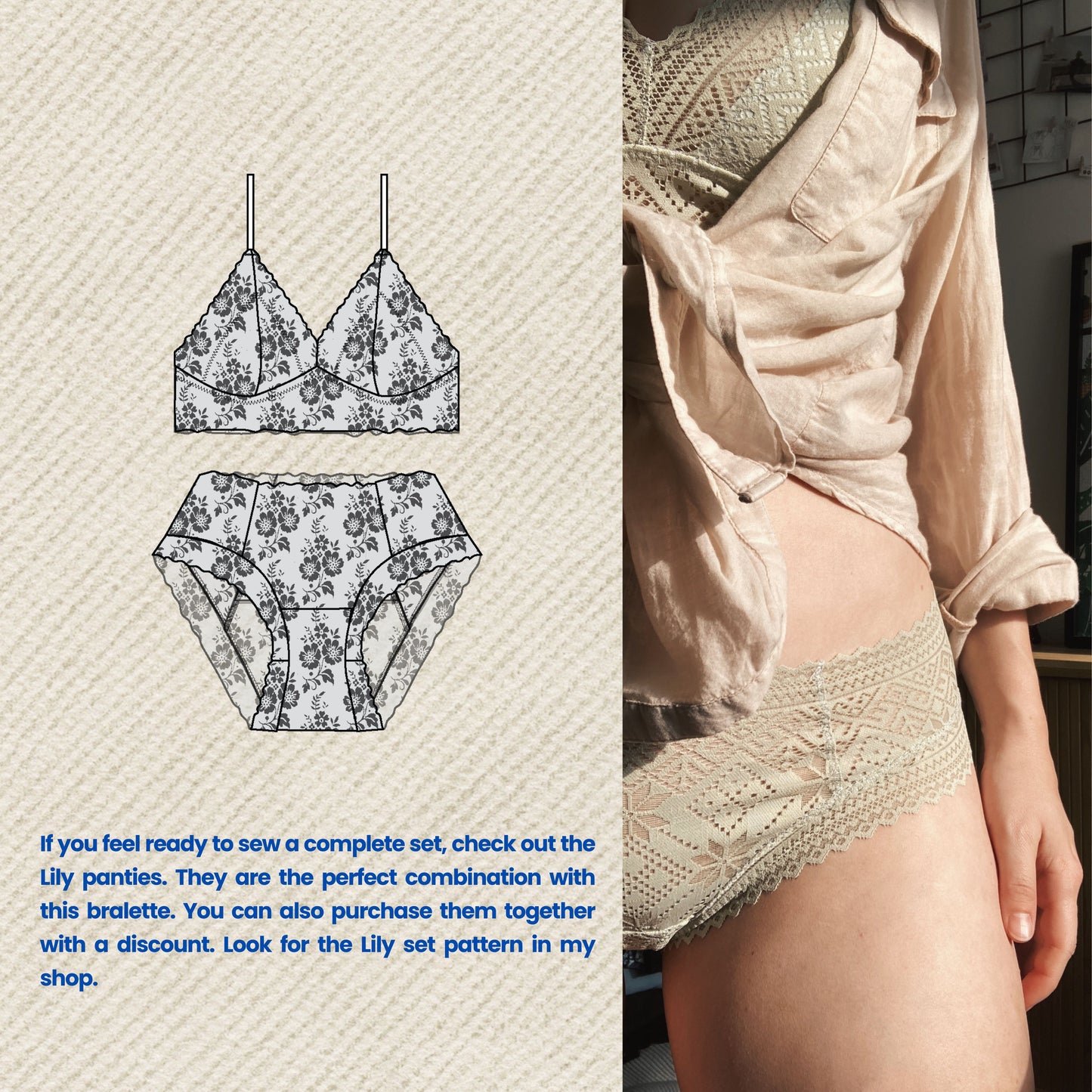 Lily Bralette PDF sewing pattern -  Instant Download