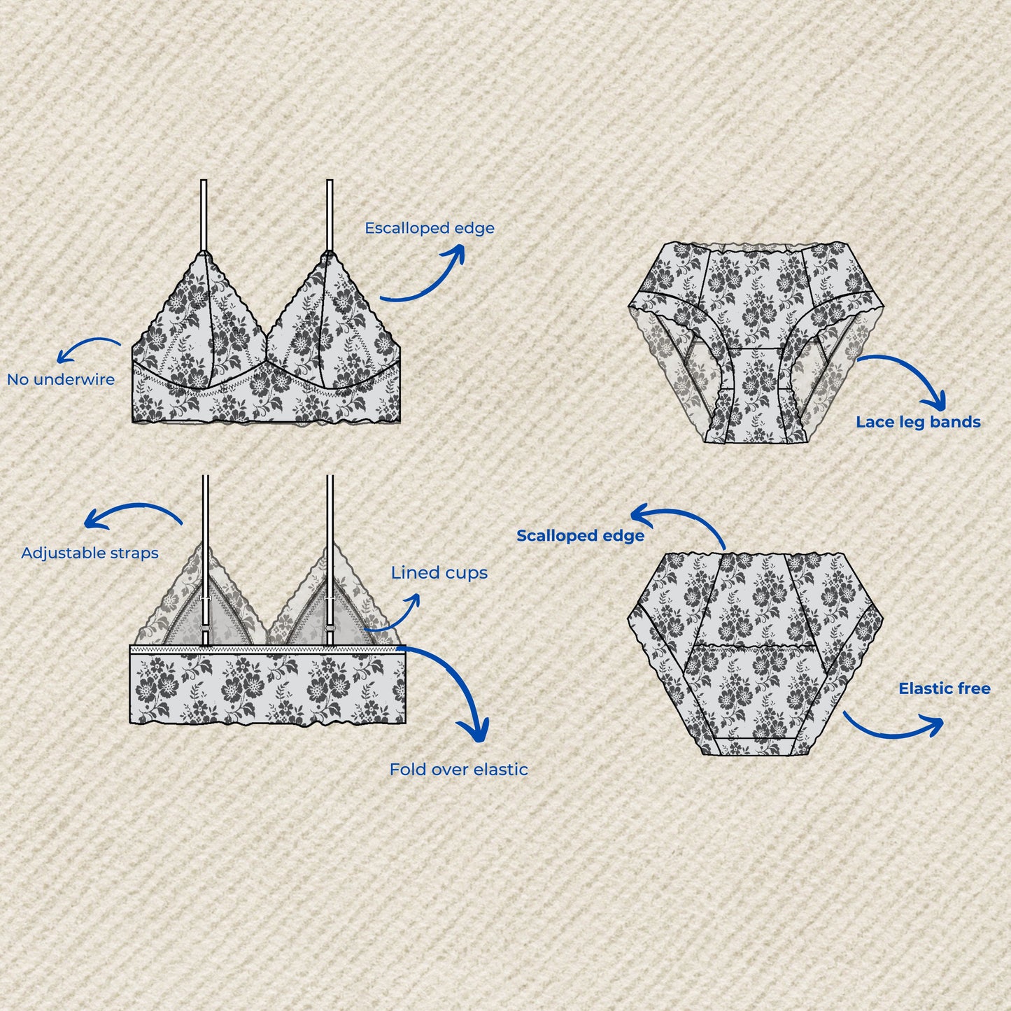 Lily Set PDF sewing pattern -  Instant Download
