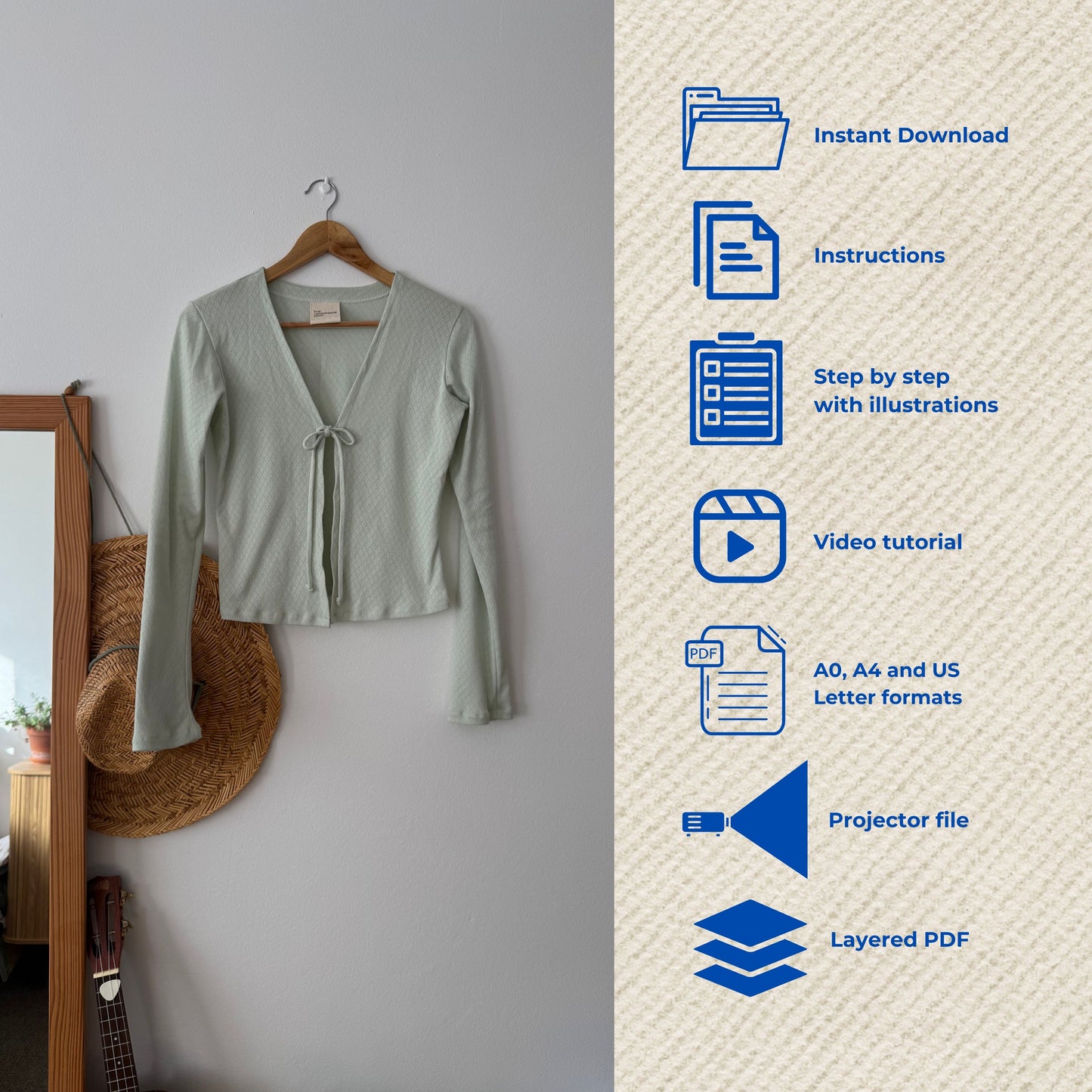 Breeze Cardigan PDF sewing pattern -  Instant Download