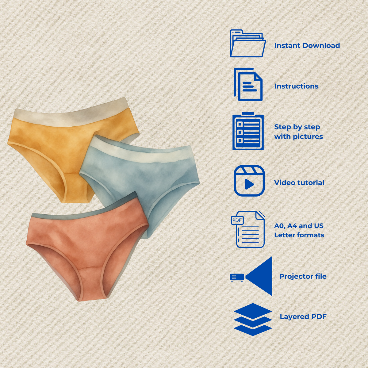Lotus Panties PDF sewing pattern -  Instant Download